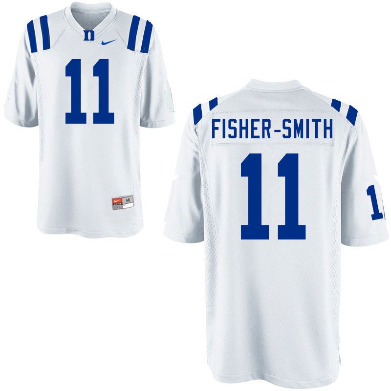 Men #11 Isaiah Fisher-Smith Duke Blue Devils College Football Jerseys Sale-White - Click Image to Close